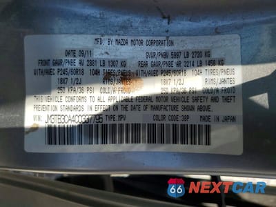Zdjęcie 12 z 12 samochodu: 2012 MAZDA CX-9 VIN:JM3TB3CA4C0337795 - miniatura