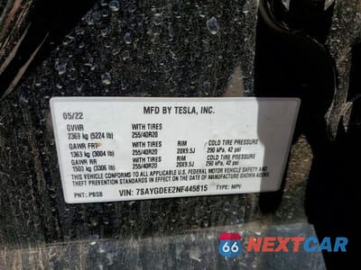 Zdjęcie 13 z 13 samochodu: 2022 TESLA MODEL Y VIN:7SAYGDEE2NF445815 - miniatura