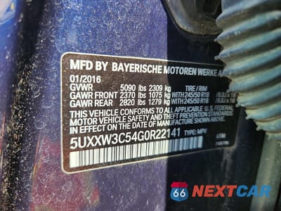 Zdjęcie 13 z 13 samochodu: 2016 BMW X4 XDRIVE28I VIN:5UXXW3C54G0R22141 - miniatura
