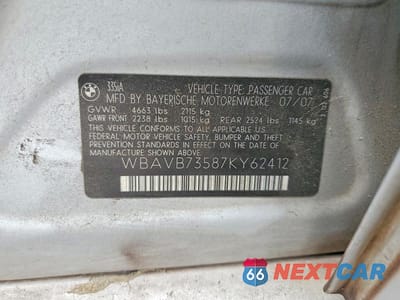 Zdjęcie 12 z 12 samochodu: 2007 BMW 335 I VIN:WBAVB73587KY62412 - miniatura