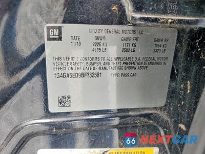 Zdjęcie 13 z 13 samochodu: 2011 BUICK LACROSSE CX VIN:1G4GA5ED9BF232581 - miniatura