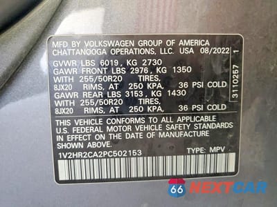 Zdjęcie 13 z 13 samochodu: 2023 VOLKSWAGEN ATLAS SE VIN:1V2HR2CA2PC502153 - miniatura