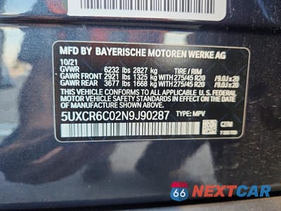 Zdjęcie 14 z 14 samochodu: 2022 BMW X5 XDRIVE40I VIN:5UXCR6C02N9J90287 - miniatura