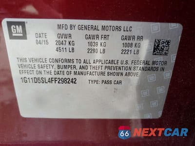 Zdjęcie 12 z 12 samochodu: 2015 CHEVROLET MALIBU 2LT VIN:1G11D5SL4FF298242 - miniatura