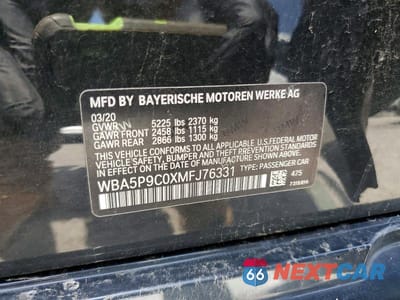 Zdjęcie 12 z 12 samochodu: 2021 BMW 330XE VIN:WBA5P9C0XMFJ76331 - miniatura