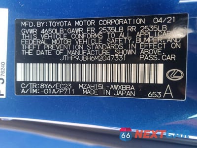 Zdjęcie 14 z 14 samochodu: 2021 LEXUS UX 250H VIN:JTHP9JBH6M2047331 - miniatura