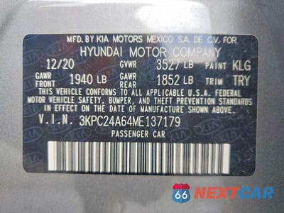 Zdjęcie 12 z 12 samochodu: 2021 HYUNDAI ACCENT SE VIN:3KPC24A64ME137179 - miniatura