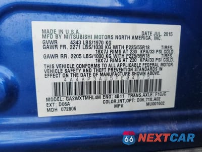 Zdjęcie 13 z 13 samochodu: 2015 MITSUBISHI OUTLANDER SPORT ES VIN:4A4AP3AU5FE045751 - miniatura