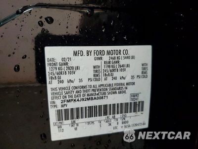 Zdjęcie 13 z 13 samochodu: 2021 FORD EDGE SEL VIN:2FMPK4J92MBA00871 - miniatura