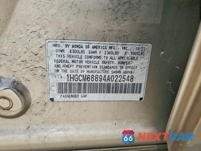 Zdjęcie 12 z 12 samochodu: 2004 HONDA ACCORD EX VIN:1HGCM66894A022548 - miniatura