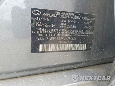 Zdjęcie 12 z 12 samochodu: 2019 HYUNDAI SONATA SE VIN:5NPE24AF3KH785484 - miniatura