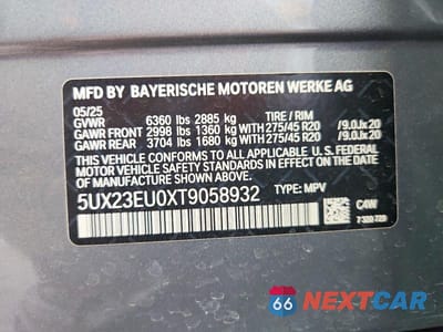 Zdjęcie 13 z 13 samochodu: 2026 BMW X5 XDRIVE40I VIN:5UX23EU0XT9058932 - miniatura
