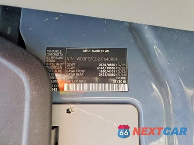 Zdjęcie 13 z 13 samochodu: 2018 MERCEDES-BENZ SPRINTER 2500 VIN:WD3PE7CD2JP640804 - miniatura
