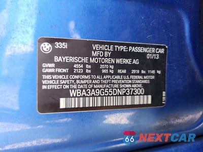 Zdjęcie 12 z 12 samochodu: 2013 BMW 335 I VIN:WBA3A9G55DNP37300 - miniatura