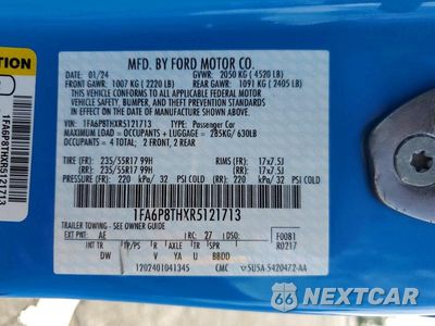Zdjęcie 12 z 12 samochodu: 2024 FORD MUSTANG VIN:1FA6P8THXR5121713 - miniatura