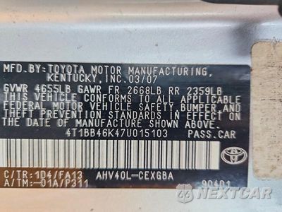 Zdjęcie 12 z 12 samochodu: 2007 TOYOTA CAMRY HYBRID VIN:4T1BB46K47U015103 - miniatura