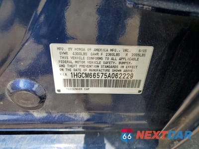 Zdjęcie 12 z 12 samochodu: 2005 HONDA ACCORD EX VIN:1HGCM66575A062229 - miniatura