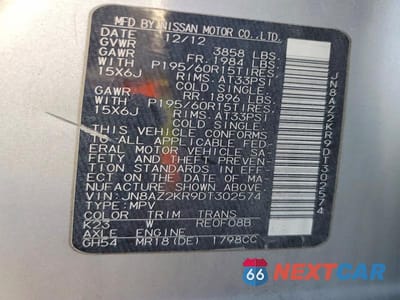 Zdjęcie 13 z 13 samochodu: 2013 NISSAN CUBE 1.8 S VIN:JN8AZ2KR9DT302574 - miniatura