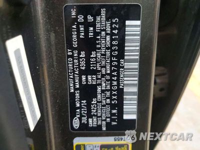 Zdjęcie 12 z 12 samochodu: 2015 KIA OPTIMA LX VIN:5XXGM4A79FG381425 - miniatura