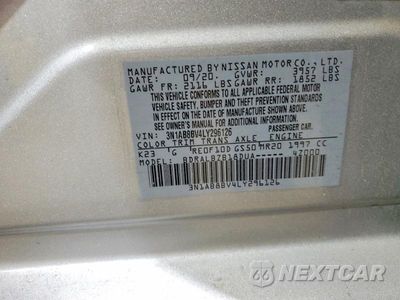 Zdjęcie 12 z 12 samochodu: 2020 NISSAN SENTRA S VIN:3N1AB8BV4LY296126 - miniatura