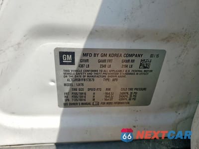 Zdjęcie 13 z 13 samochodu: 2015 CHEVROLET TRAX 1LT VIN:KL7CJRSB1FB173579 - miniatura