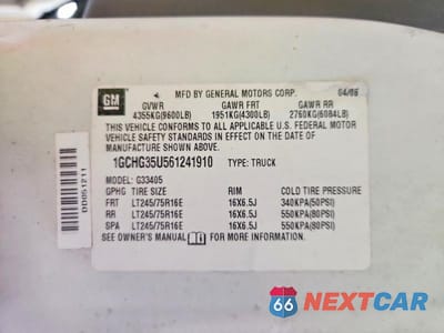 Zdjęcie 13 z 13 samochodu: 2006 CHEVROLET EXPRESS G3500 VIN:1GCHG35U561241910 - miniatura