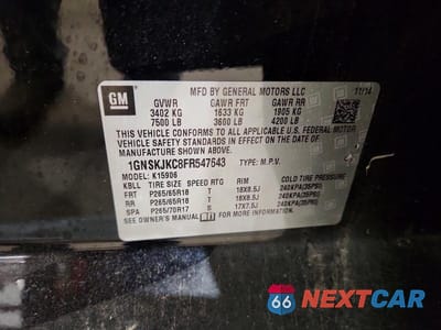 Zdjęcie 13 z 13 samochodu: 2015 CHEVROLET SUBURBAN K1500 LT VIN:1GNSKJKC8FR547643 - miniatura