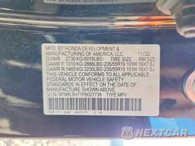Zdjęcie 13 z 13 samochodu: 2023 HONDA ODYSSEY SPORT-L VIN:5FNRL6H71PB027738 - miniatura