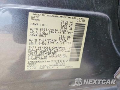 Zdjęcie 12 z 12 samochodu: 2018 NISSAN FRONTIER SV VIN:1N6AD0ER1JN751867 - miniatura