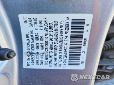 Zdjęcie 12 z 12 samochodu: 2017 HONDA CIVIC EX VIN:2HGFC2F7XHH573336 - miniatura