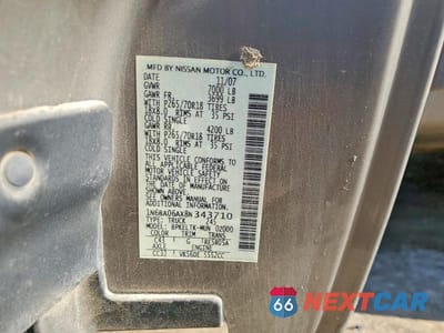 Zdjęcie 12 z 12 samochodu: 2008 NISSAN TITAN XE FFV VIN:1N6BA06AX8N343710 - miniatura
