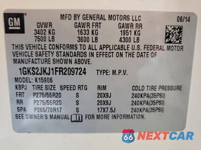Zdjęcie 13 z 13 samochodu: 2015 GMC YUKON XL DENALI VIN:1GKS2JKJ1FR209724 - miniatura