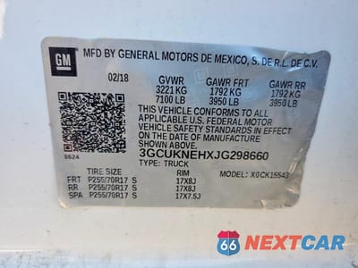 Zdjęcie 12 z 12 samochodu: 2018 CHEVROLET SILVERADO K1500 VIN:3GCUKNEHXJG298660 - miniatura