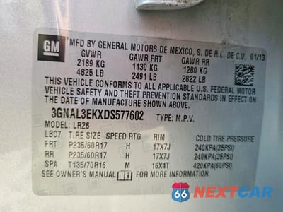 Zdjęcie 13 z 13 samochodu: 2013 CHEVROLET CAPTIVA LT VIN:3GNAL3EKXDS577602 - miniatura