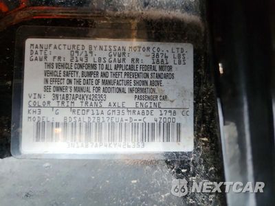 Zdjęcie 12 z 12 samochodu: 2019 NISSAN SENTRA SV VIN:3N1AB7AP4KY426353 - miniatura