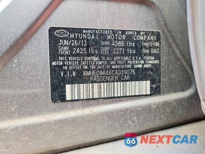 Zdjęcie 12 z 12 samochodu: 2012 HYUNDAI SONATA HYBRID VIN:KMHEC4A46CA039076 - miniatura