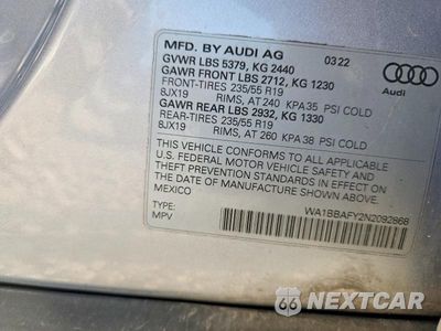 Zdjęcie 13 z 13 samochodu: 2022 AUDI Q5 PREMIUM PLUS 40 VIN:WA1BBAFY2N2092868 - miniatura
