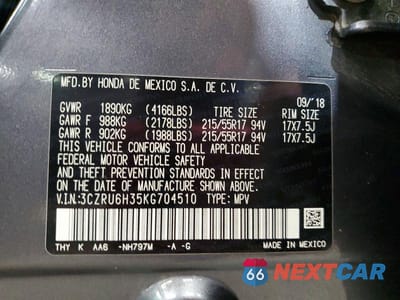Zdjęcie 13 z 13 samochodu: 2019 HONDA HR-V LX VIN:3CZRU6H35KG704510 - miniatura