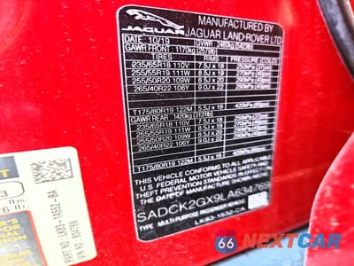 Zdjęcie 13 z 13 samochodu: 2020 JAGUAR F-PACE 4C 4D SUV 30T PRESTIGE VIN:SADCK2GX9LA634769 - miniatura