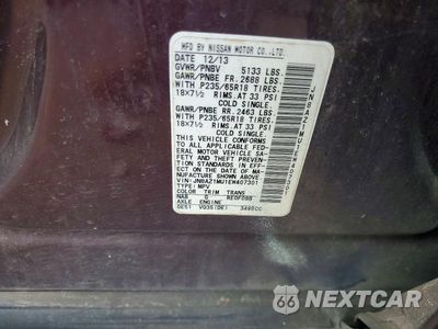Zdjęcie 13 z 13 samochodu: 2014 NISSAN MURANO S VIN:JN8AZ1MU1EW407301 - miniatura