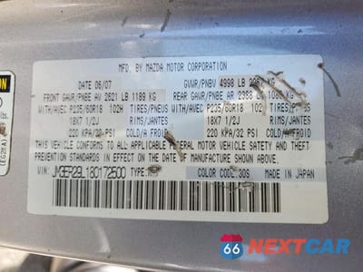 Zdjęcie 12 z 12 samochodu: 2008 MAZDA CX-7 VIN:JM3ER29L180172500 - miniatura