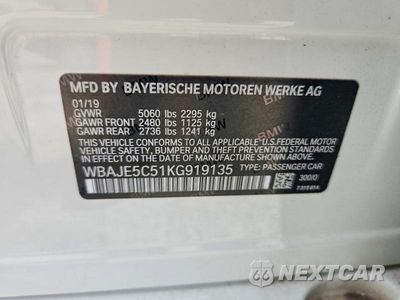 Zdjęcie 12 z 12 samochodu: 2019 BMW 540 I VIN:WBAJE5C51KG919135 - miniatura