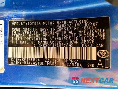 Zdjęcie 13 z 13 samochodu: 2007 TOYOTA MATRIX XR VIN:2T1KR30E87C662095 - miniatura
