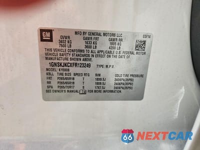 Zdjęcie 13 z 13 samochodu: 2015 CHEVROLET SUBURBAN K1500 LT VIN:1GNSKJKCXFR123249 - miniatura