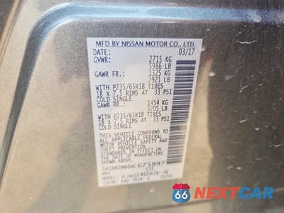 Zdjęcie 13 z 13 samochodu: 2017 NISSAN PATHFINDER SL VIN:5N1DR2MN6HC675897 - miniatura