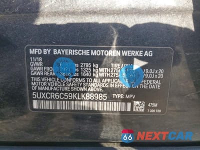 Zdjęcie 13 z 13 samochodu: 2019 BMW X5 XDRIVE40I VIN:5UXCR6C59KLK88985 - miniatura