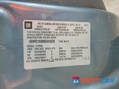Zdjęcie 13 z 13 samochodu: 2008 CHEVROLET SUBURBAN C1500 LS VIN:3GNFC16088G209225 - miniatura