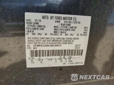 Zdjęcie 12 z 12 samochodu: 2018 FORD EDGE SE VIN:2FMPK3G90JBC50915 - miniatura