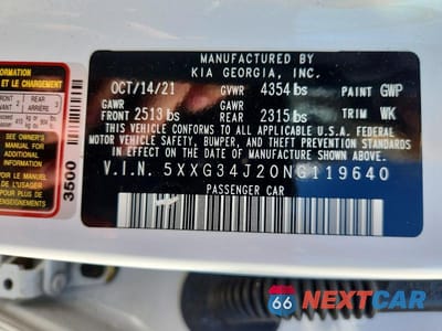 Zdjęcie 12 z 12 samochodu: 2022 KIA K5 EX VIN:5XXG34J20NG119640 - miniatura