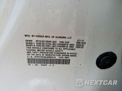 Zdjęcie 13 z 13 samochodu: 2018 HONDA PILOT EX VIN:5FNYF5H30JB003416 - miniatura